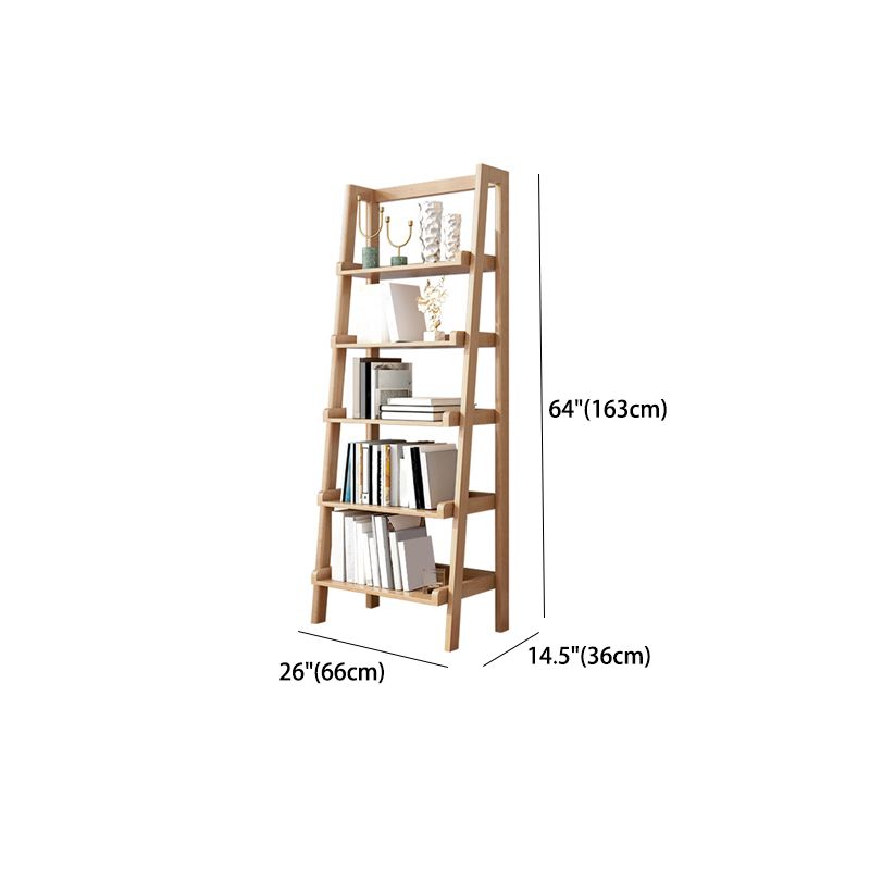 Modern Style Bookcase Rubber Wood Open Back Ladder Bookshelf for Home Office Clearhalo 'Bookcases' 'furn' 'furn_bookcases' 'Furniture' 'Office Furniture' 1200x1200_621c7d77-1865-409a-ab09-f89d59037c4b