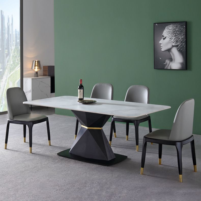 Modernes rechteckiges Esstisch-Set aus gesintertem Stein, 1/4/5-teilig, Esszimmer-Set für den Heimgebrauch