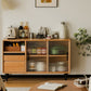 Nordic Solid Wood Storage Sideboard Cabinet with Glass Doors