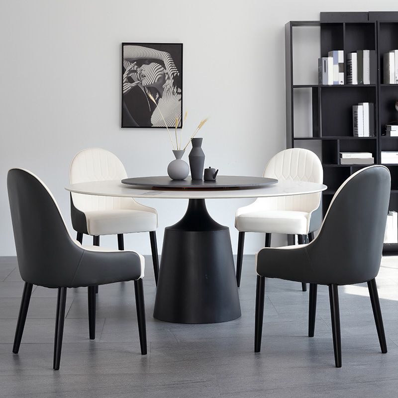 Modern Round Dinette Set 1/3/4/5/7 Pieces Sintered Stone Dining Table Set with Turntable Clearhalo 'Dining Room Sets' 'Dining Tables & Seating' 'dining_room_set' 'furn' 'furn_dining_room_set' 'Furniture' 'furniture_dining_room_set' 'Kitchen & Dining Furniture' 1200x1200_621dbe46-6a3e-4bf4-8178-180ff7542ea6
