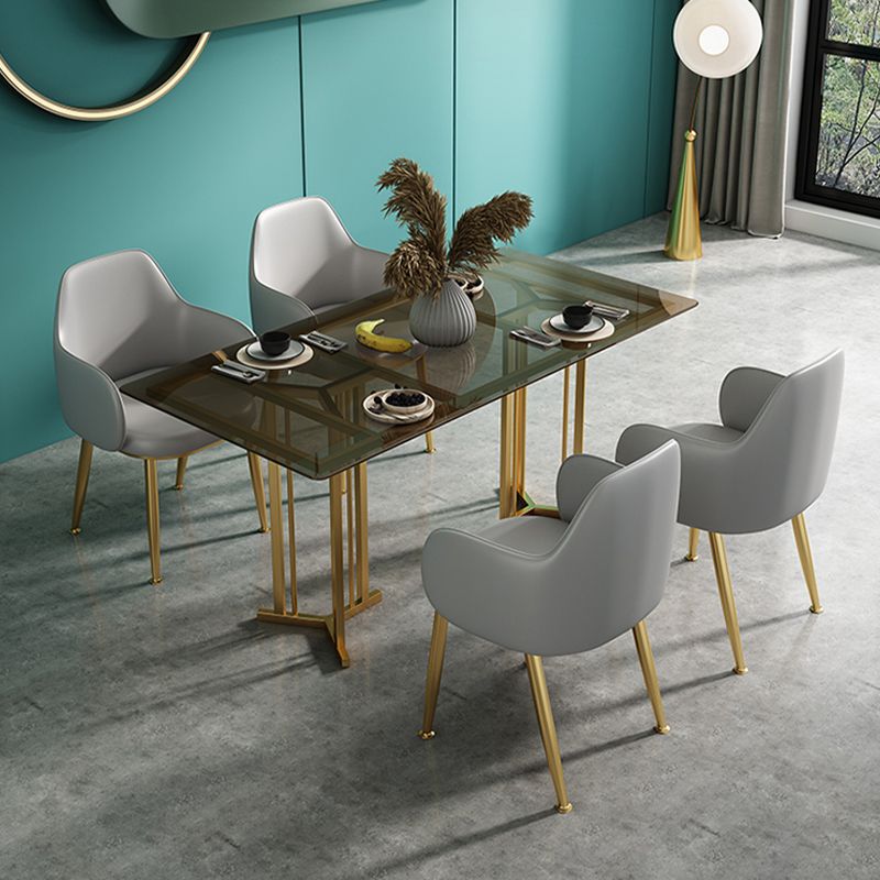 Rectangle Glass Dining Table Modern Style Dining Table with Gold Frame Clearhalo ' dining_table' 'Dining Tables & Seating' 'Dining Tables' 'furn' 'furn_dining_table' 'Furniture' 'furniture_dining_table' 'Kitchen & Dining Furniture' 'kitchen&dining_furn' 'kitchen' 'kitchen_dining_table' 1200x1200_621fe35f-395a-4453-85af-0a104c72c21a