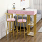 Glam Rectangle Indoor Bar Dining Table White Marble Bistro Table with Drawer Clearhalo 'Bar Furniture' 'Bar Tables' 'bar_tables' 'furn' 'furn_bar_tables' 'Furniture' 'furniture_bar_tables' 'Kitchen & Dining Furniture' 'kitchen&dining_furn' 'kitchen' 1200x1200_621fff60-76f7-43a8-ae2f-3e55519ed844