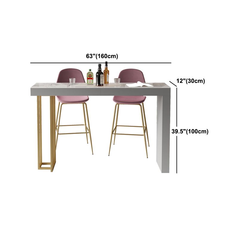 Glam Style Bar Table Rectangle Stone Bar Dining Table for Living Room Clearhalo 'Bar Furniture' 'Bar Tables' 'bar_tables' 'furn' 'furn_bar_tables' 'Furniture' 'Kitchen & Dining Furniture' 1200x1200_6222d7b8-abdc-4a06-bd18-4dc39965d097