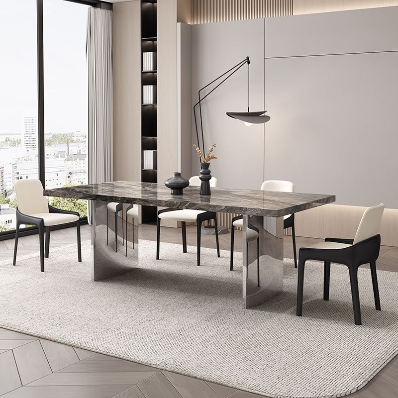 Set di tavoli da pranzo marrone lucido 1/4/5/7 PCS Dinette con sedie in pelle finta