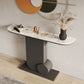 Glam Stone Accent Table Half Moon Metal Sofa Console Table for Hall