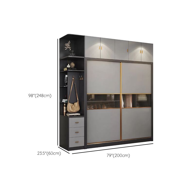 Gabinetto del guardaroba grigio con cassetto moderno armadio armadio per casa