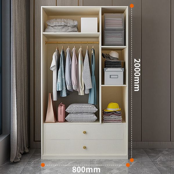 White Wooden Wardrobe Cloth Rod Included Wardrobe Closet for Home Clearhalo 'Armoires & Wardrobes' 'armoires_wardrobes' 'Bedroom Furniture' 'furn' 'furn_armoires_wardrobes' 'Furniture' 1200x1200_622a6e96-f259-4ea3-a4ce-b7025fb5fad7