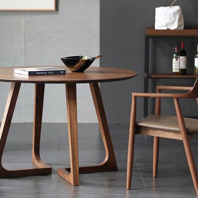 Round Double Pedestal Modern Dining Table Wood Color Fixed Table of Solid Wood Clearhalo ' dining_table' 'Dining Tables & Seating' 'Dining Tables' 'furn' 'furn_dining_table' 'Furniture' 'furniture_dining_table' 'Kitchen & Dining Furniture' 'kitchen&dining_furn' 'kitchen' 'kitchen_dining_table' 1200x1200_622e39ec-9033-433a-8b13-f94c882f78aa