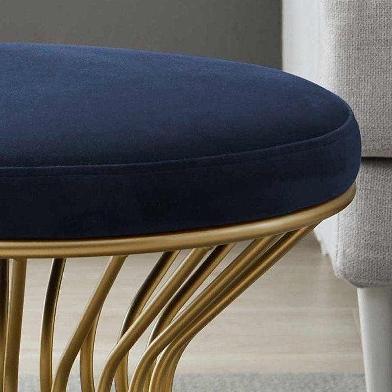 Gorgeous Ottoman Velvet Upholstered Solid Color Metal Frame Round Ottoman Clearhalo 'furn' 'furn_ottomans_poufs' 'Furniture' 'Living Room Furniture' 'Ottomans & Poufs' 'ottomans_poufs' 1200x1200_622f5043-5b04-4838-9e8e-b7f2fd4520b0