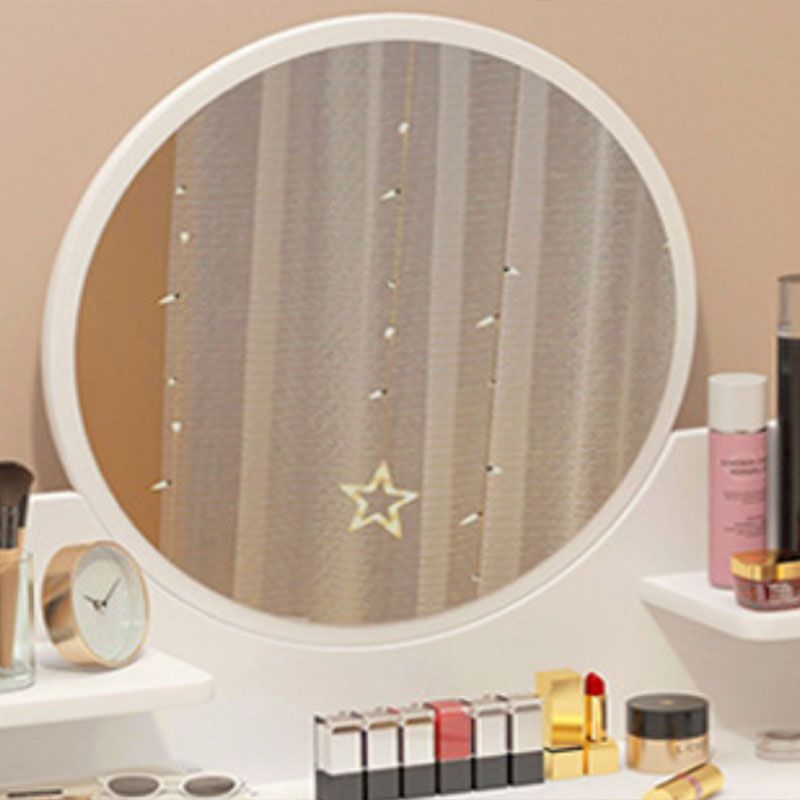 Vanity di trucco in legno contemporaneo con scaffali e 2 cassetti