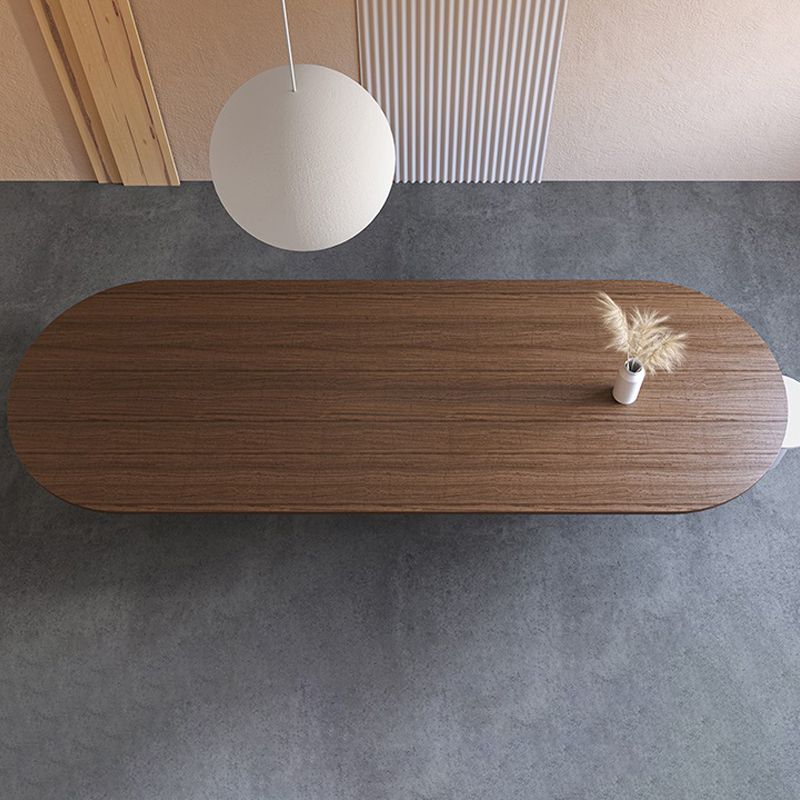 Conferenza per ufficio a forma di ovale Conferenza di scrittura di scrittura in legno in bianco e marrone