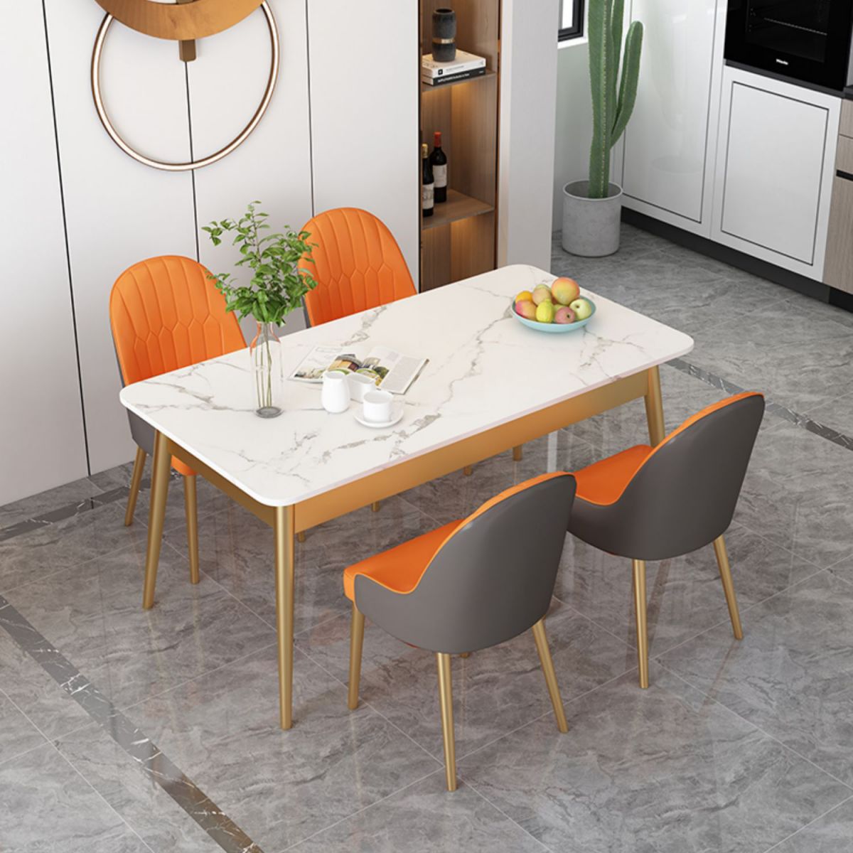 Esszimmer-Luxus-Esstisch, Küche, Stein-Esstisch mit 4 Beinen