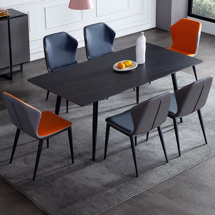 Rectangle 4 Legs Industrial Style Dining Table Sintered Stone Fixed Table for Kitchen Clearhalo ' dining_table' 'Dining Tables & Seating' 'Dining Tables' 'furn' 'furn_dining_table' 'Furniture' 'furniture_dining_table' 'Kitchen & Dining Furniture' 'kitchen&dining_furn' 'kitchen' 'kitchen_dining_table' 1200x1200_623398db-e9ca-4f80-b80b-349d4419b7ce