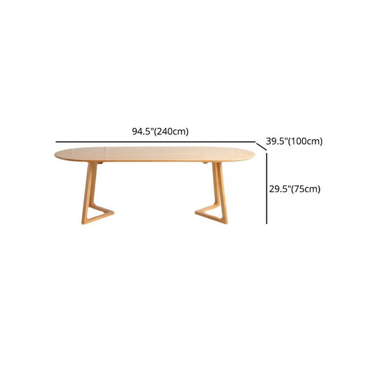 Solid Wood Dining Table Oval Dining Table with Double Pedestal Base