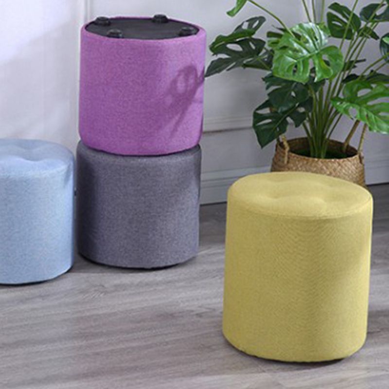 Contemporary Pouf Ottoman Fabric Upholstered Tufted Solid Color Cylinder Shape Ottoman Clearhalo 'furn' 'furn_ottomans_poufs' 'Furniture' 'Living Room Furniture' 'Ottomans & Poufs' 'ottomans_poufs' 1200x1200_6235ea11-96f6-4c21-b18e-48376d62b4ab