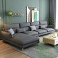 Contemporary Cushions Recessed Arm Living Room Fabric Stationary Sofa Chaise