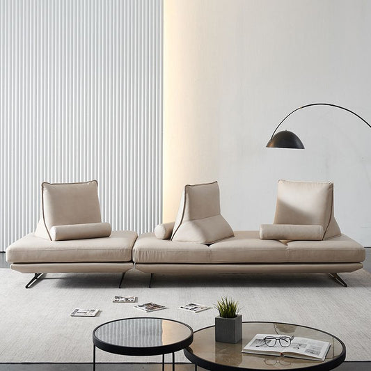 Ultra-Modern Sofa with Bolster Pillows Armless Settee for Bonus Room