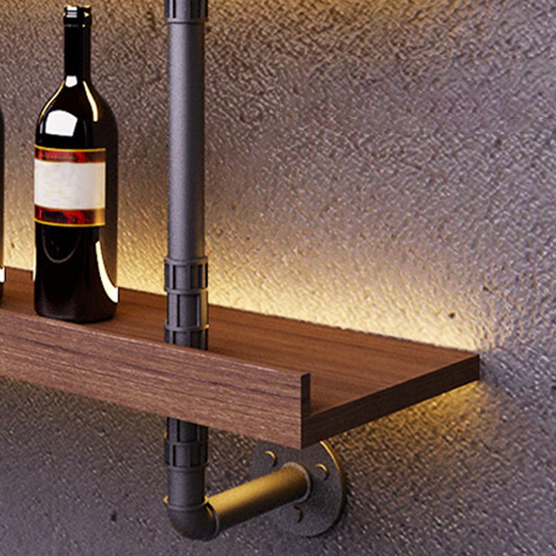 Wood and Metal Wine Rack Modern Style Wall Mounted Wine Bottle Rack with Shelf Clearhalo 'furn' 'furn_wine_racks' 'Furniture' 'Kitchen & Dining Furniture' 'Wine Racks' 'wine_racks' 1200x1200_62397afb-b80f-4f29-9d72-d8459ed1a470