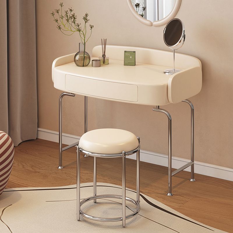 Vanity di trucco in legno massello scandinavo in stile glam bianco per camera da letto