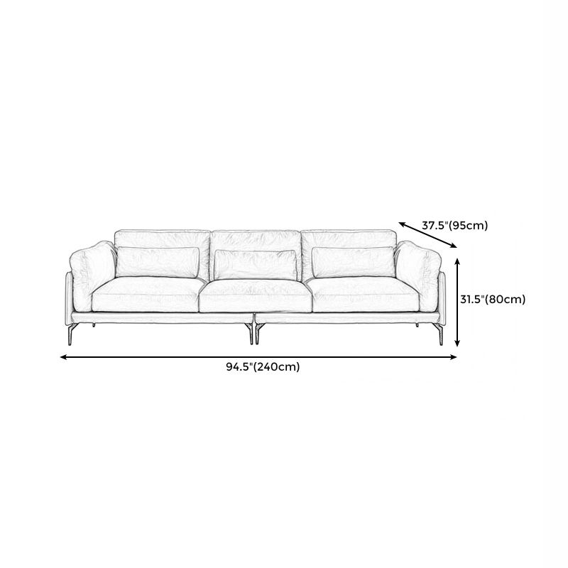 Square Arm Genuine Leather Sofa and Chaise Brown Sectional with Bolster Pillows Clearhalo 'furn' 'furn_sectionals' 'Furniture' 'furniture_sectionals' 'kitchen' 'kitchen_sectionals' 'Living Room Furniture' 'Sectionals' 1200x1200_623b4fb7-b146-4999-82bf-34b79dc7909d