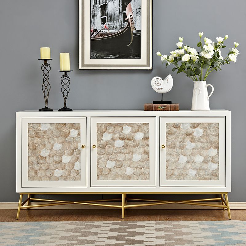 Support de buffet en bois blanc d'ingénierie armoire à bascule en or avec rangement