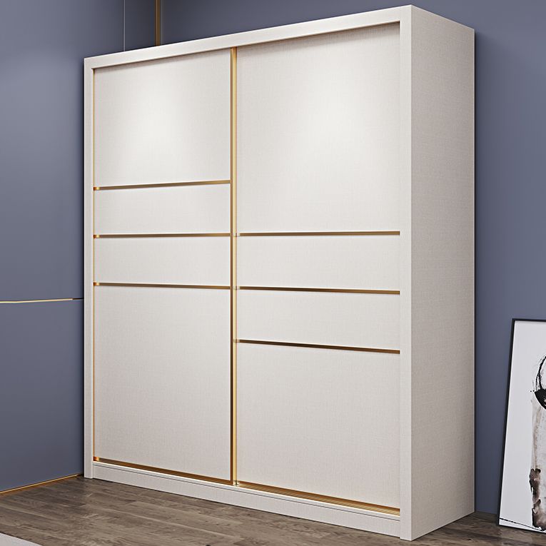 Modern Sliding Door Wardrobe for Bedroom White Cabinet with Drawers