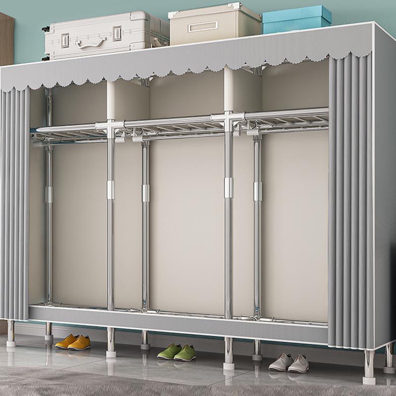 Contemporary Wardrobe Armoire with Shelves Steel Wardrobe Closet for Home Clearhalo 'Armoires & Wardrobes' 'armoires_wardrobes' 'Bedroom Furniture' 'furn' 'furn_armoires_wardrobes' 'Furniture' 1200x1200_623c2d90-cc3d-4df2-9d03-825179ef64b1