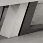 Modern Style Sintered Stone Dining Table Rectangle Table with Metal Legs for Home Use