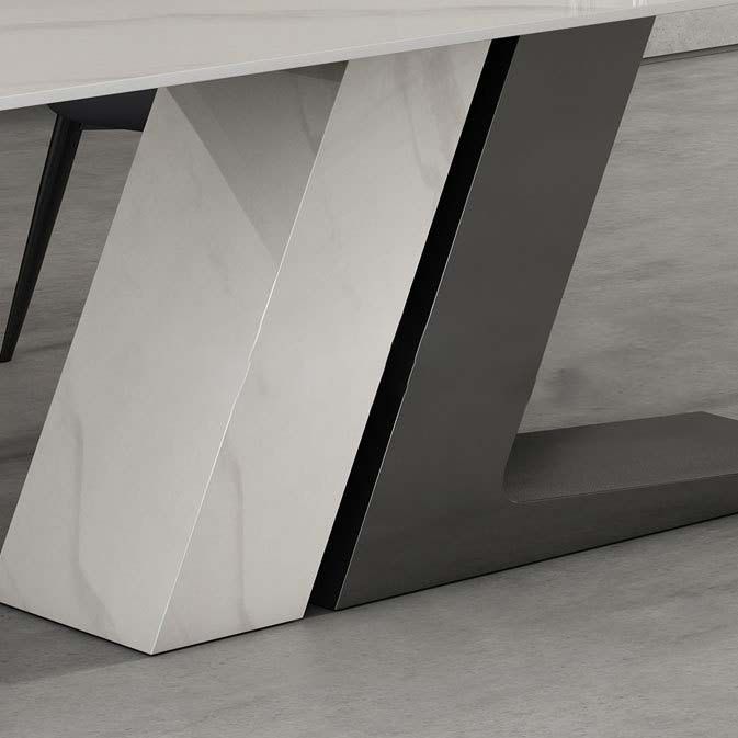 Modern Style Sintered Stone Dining Table Rectangle Table with Metal Legs for Home Use