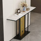 12 inch Wide Glam Accent Table Rectangle Shape Stone Console Table for Hall