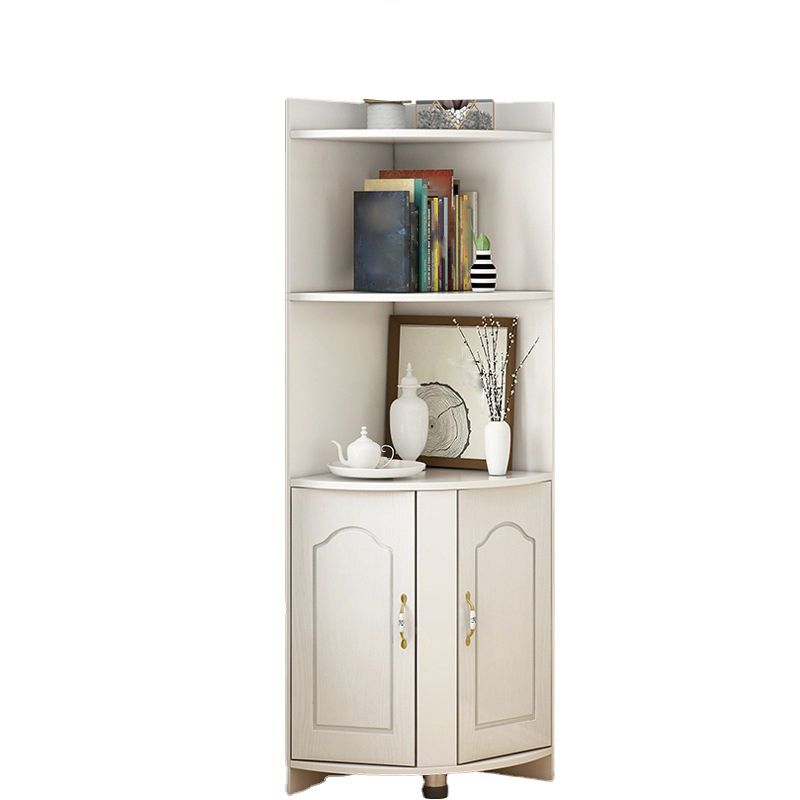 Wooden Modern Accent Cabinet Triangle Storage Cabinet with 2 Doors