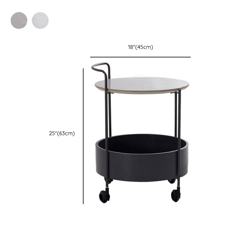 Round Ceramics Top Side Table 24.8" Tall Iron Base End Table with Shelf Clearhalo 'Coffee & Accent Tables' 'End & Side Tables' 'end_side_tables' 'furn' 'furn_end_side_tables' 'Furniture' 'Living Room Furniture' 1200x1200_62428065-8a40-41a3-80a3-d4f8b58916a3