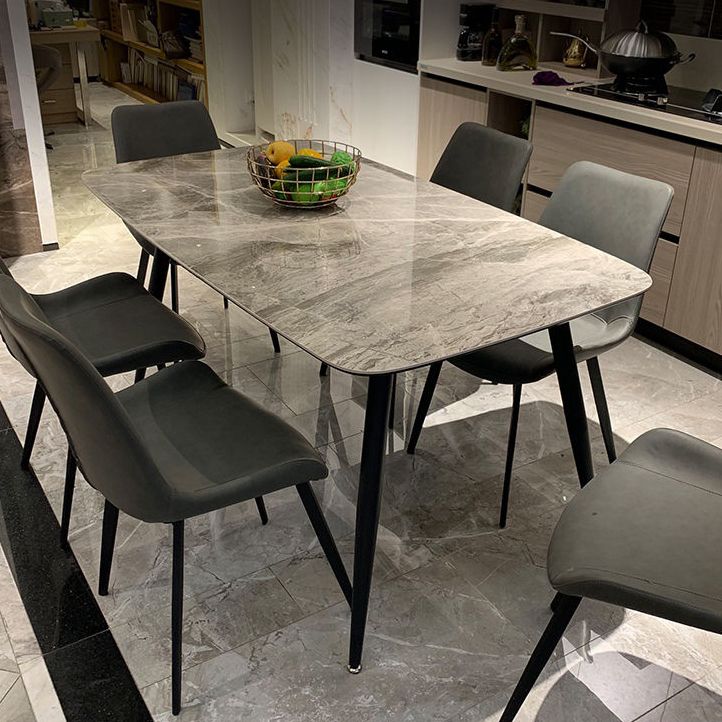 Rectangle Industrial Sintered Stone Table 4 Legs Carbon Steel Base Table for Home Clearhalo ' dining_table' 'Dining Tables & Seating' 'Dining Tables' 'furn' 'furn_dining_table' 'Furniture' 'furniture_dining_table' 'Kitchen & Dining Furniture' 'kitchen&dining_furn' 'kitchen' 'kitchen_dining_table' 1200x1200_62444084-8efd-4b69-a3db-ff77088d90a6