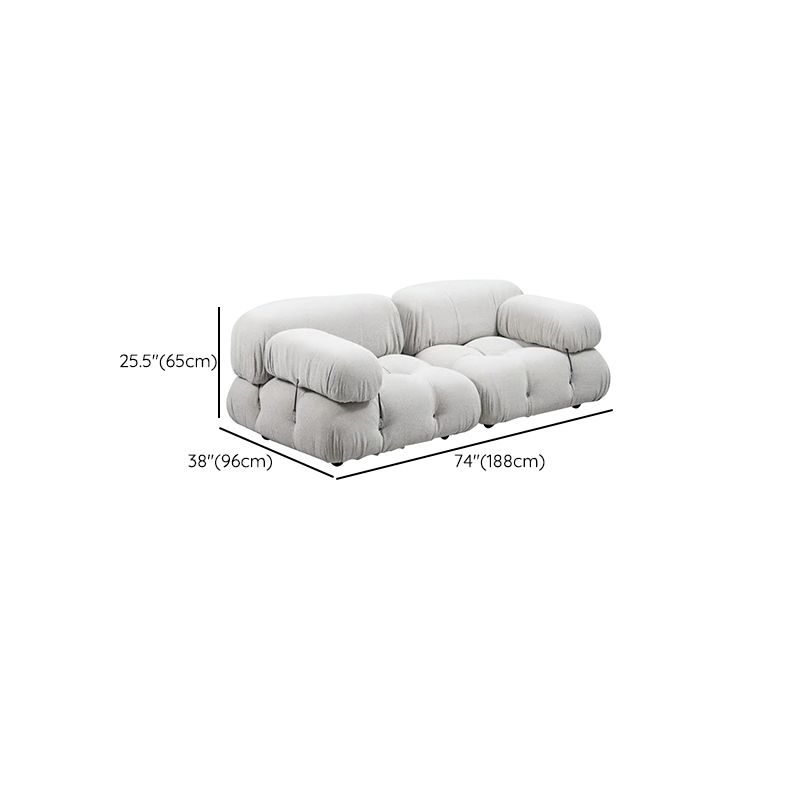 Tufted Sofa Contemporary Pillow Top Arm Tight Back Sofa in Cream