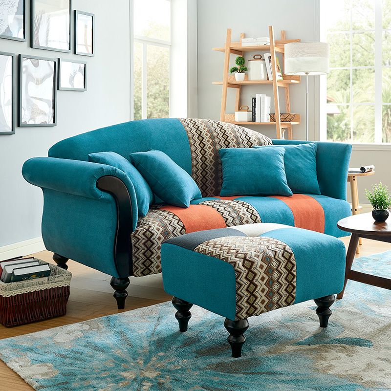 Canapé incurvé country en lin arme roulée 31 "w canapé arrière à dos de chameau pour le salon