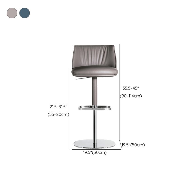 Faux Leather Bar Stools Adjustable Height Swivel Dining Stools with Footrest
