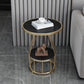 Contemporary Stone Top End Table Dia 19.69" Frame Shelf Included Side Table Clearhalo 'Coffee & Accent Tables' 'End & Side Tables' 'end_side_tables' 'furn' 'furn_end_side_tables' 'Furniture' 'Living Room Furniture' 1200x1200_62485acb-4a11-442e-8a9e-59589b904a73
