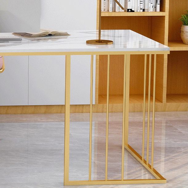 Escritorio rectangular de la oficina de mármol glam marmón escritorio de escritura en forma de H