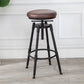 Tabouret industriel en métal, siège rond en bois, tabouret de comptoir réglable, finition mate