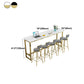 Contemporary Bar Dining Table Rectangle Bar Table with Trestle Base in Gold Clearhalo 'Bar Furniture' 'Bar Tables' 'bar_tables' 'furn' 'furn_bar_tables' 'Furniture' 'furniture_bar_tables' 'Kitchen & Dining Furniture' 1200x1200_624b3c43-0d1c-45b3-a2ef-3a9e71dc40f1
