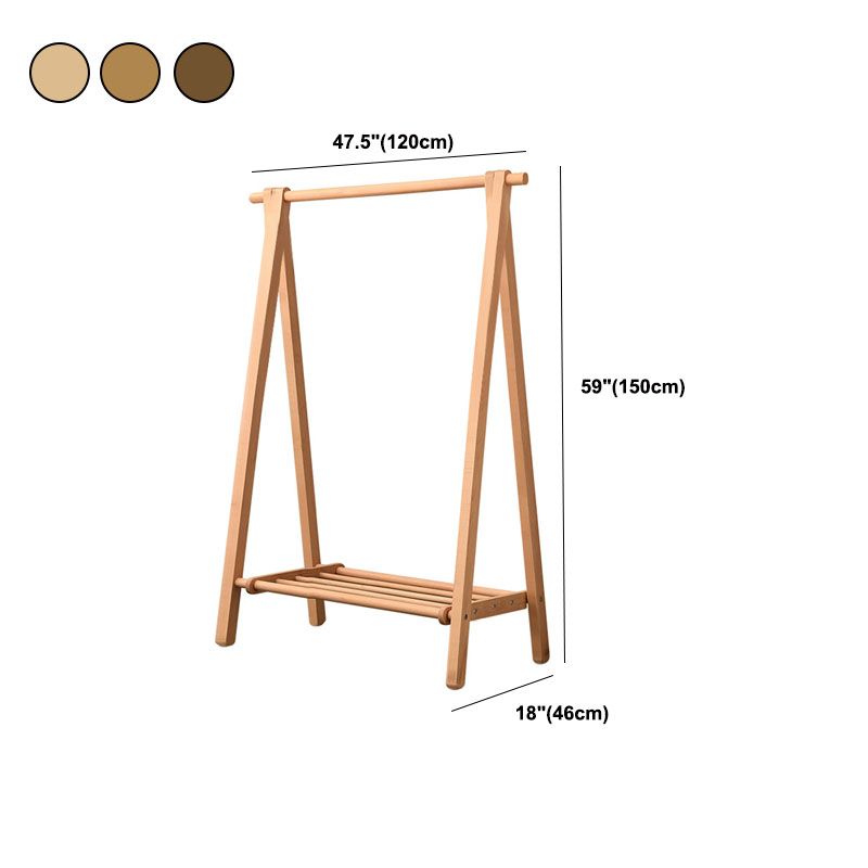 Rack de manteau de style moderne en bois massif en bois de manteau autoportant avec étagère