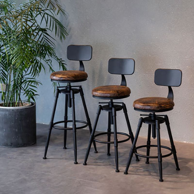 Modern Style Bar-stool Round Seat with Footrest Iron Legs for Kitchen Bar Clearhalo 'Bar Furniture' 'Bar Stools' 'bar_stools' 'furn' 'furn_bar_stools' 'furniture_bar_stools' 'Kitchen & Dining Furniture' 'kitchen&dining_furn' 'kitchen' 'kitchen_furn' Furniture' 1200x1200_6251737c-f0a3-4e8f-bda8-a88822c490b6