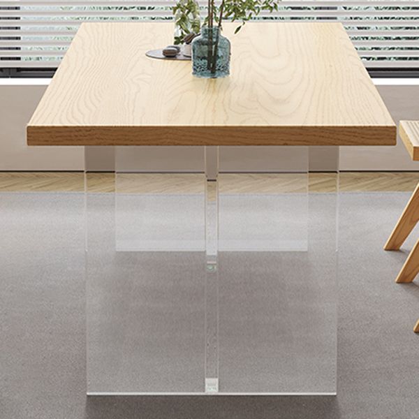 Solid Wood Dining Table Set with Acrylic Base 1/2/4/5 Pieces Dinette Set for Kitchen Clearhalo 'Dining Room Sets' 'Dining Tables & Seating' 'dining_room_set' 'furn' 'furn_dining_room_set' 'Furniture' 'Kitchen & Dining Furniture' 1200x1200_6253aab9-2f28-48cb-8e53-684ec65d79de