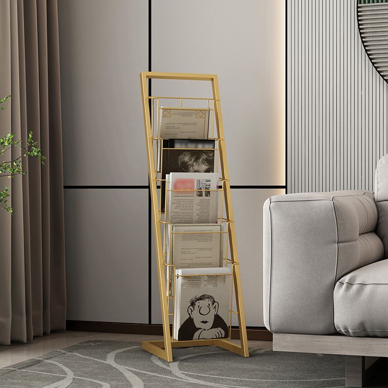 Closed Back Ladder Bookcase Glam Style Metal Book Shelf for Home Office Clearhalo 'Bookcases' 'furn' 'furn_bookcases' 'Furniture' 'furniture_bookcases' 'Office Furniture' 1200x1200_62556923-4267-423c-82d6-a0d26f214550