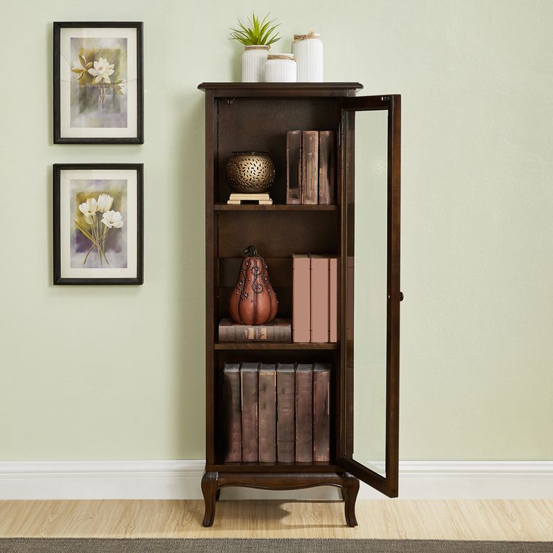 Mid-century Modern 51.18" Tall Glass Paned Accent Cabinet, Wooden Rectangle Cabinet