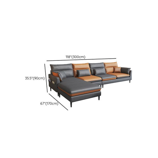 Contemporaneo 35.43 "H Fucice in pelle divano e chaise del braccio svasato