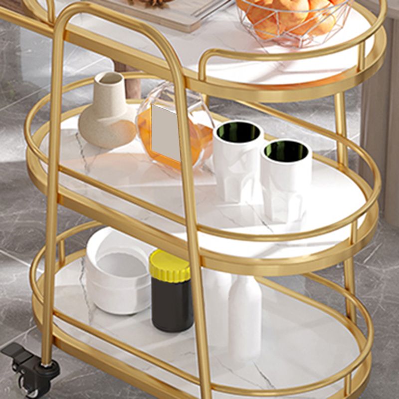 33.46"H Rolling Prep Table Modern Style Oval Reclaimed Wood Prep Table for Home Use