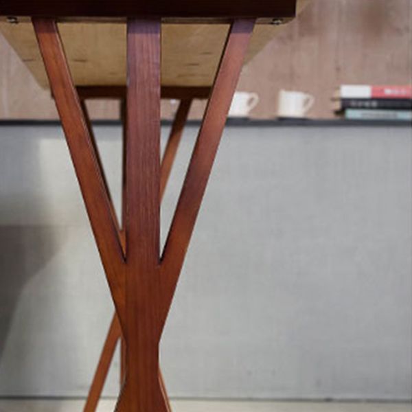 Brown Solid Wood Top Bar Table for Small Places Contemporary Pub Table with Trestle Clearhalo 'Bar Furniture' 'Bar Tables' 'bar_tables' 'furn' 'furn_bar_tables' 'Furniture' 'Kitchen & Dining Furniture' 1200x1200_625831cd-dc2e-4188-914e-82c6a0d41aa6