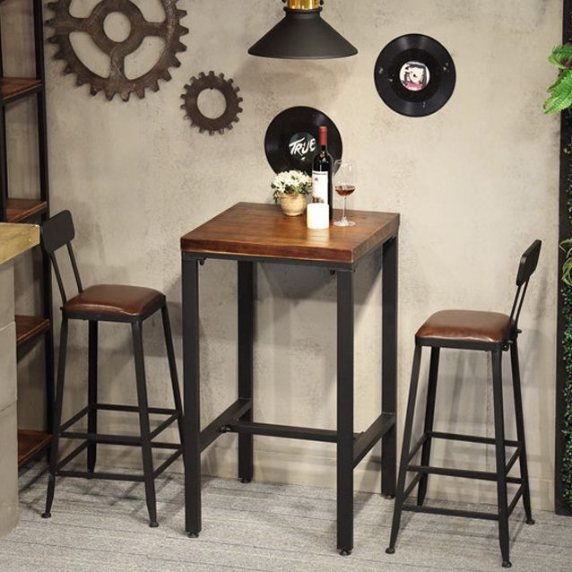 Modern Squared Bar Dining Table Indoor Wood Bar Height Table with Iron Base 42-Inch Top Clearhalo 'Bar Furniture' 'Bar Tables' 'bar_tables' 'furn' 'furn_bar_tables' 'Furniture' 'furniture_bar_tables' 'Kitchen & Dining Furniture' 1200x1200_6258c999-c5ba-4bf3-ba51-52d27c457533