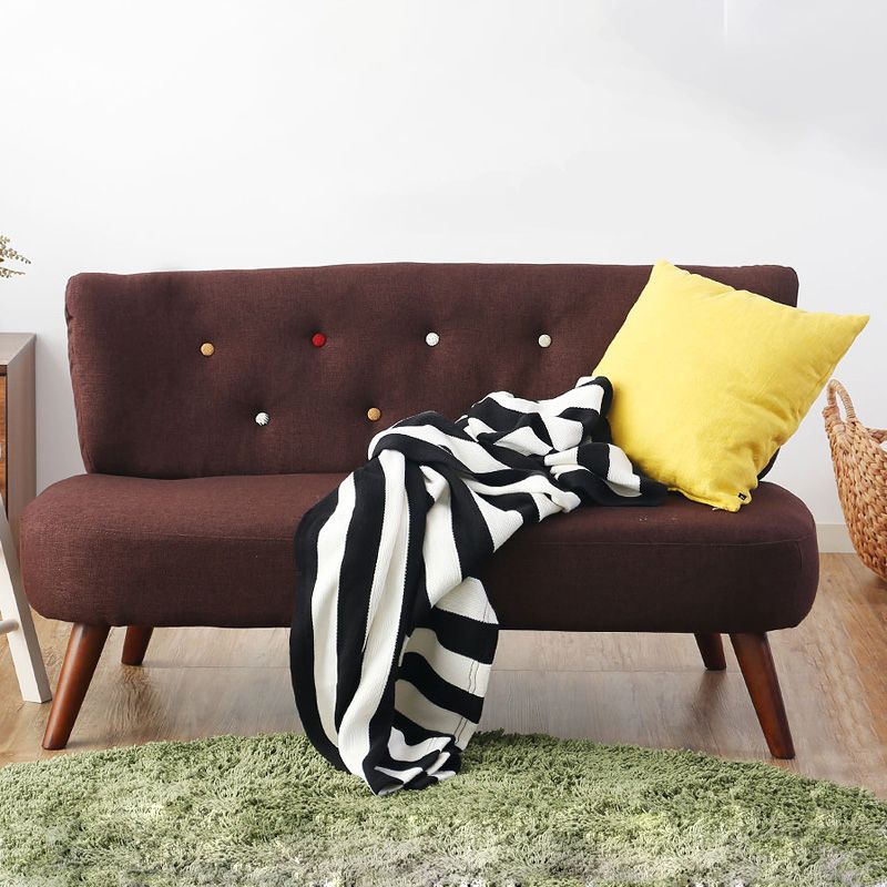 Contemporary Fabric Settee with Hair Pin Legs, Armless Standard Sofa